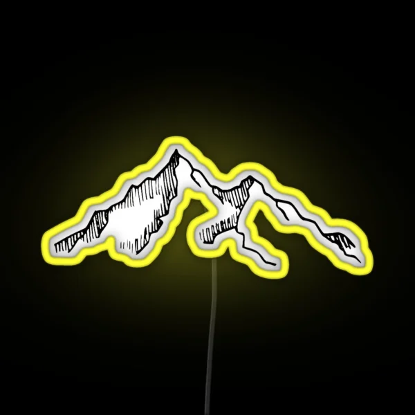 Ski And Hiking Mountain Sketch RGB Neon Sign