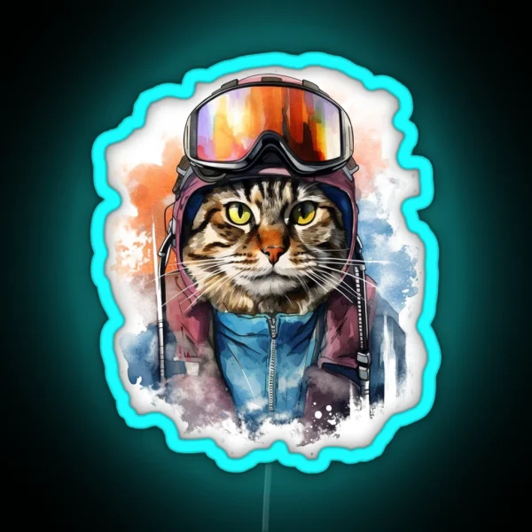Ski Cat In Ski Googles RGB Neon Sign