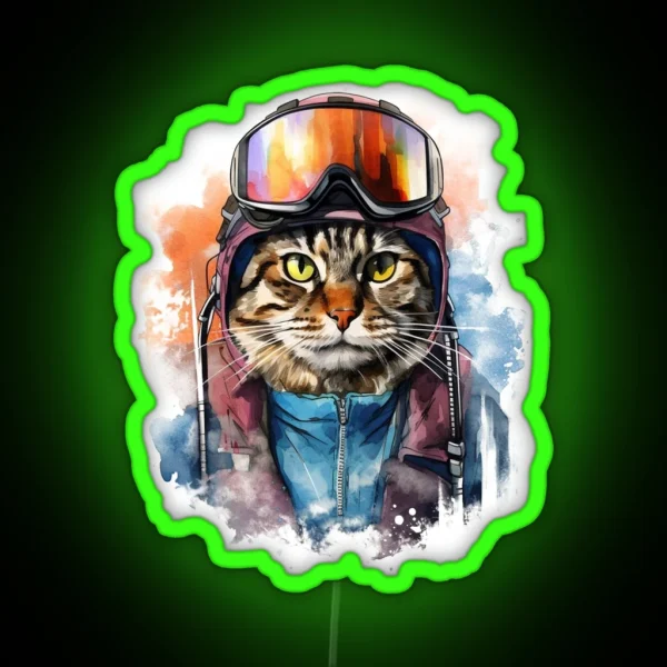 Ski Cat In Ski Googles RGB Neon Sign