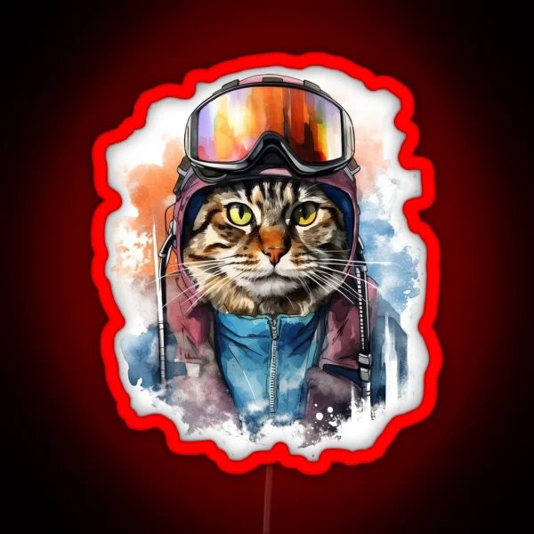 Ski Cat In Ski Googles RGB Neon Sign