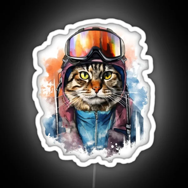 Ski Cat In Ski Googles RGB Neon Sign