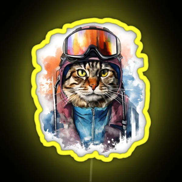 Ski Cat In Ski Googles RGB Neon Sign