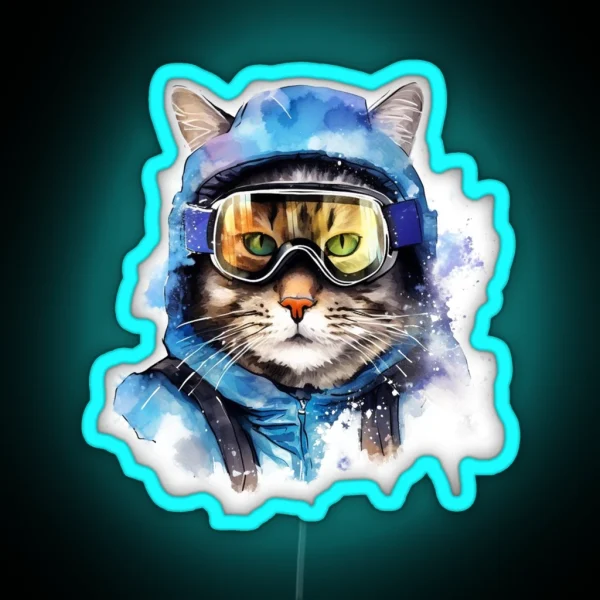Ski Cat In Ski Googles RGB Neon Sign