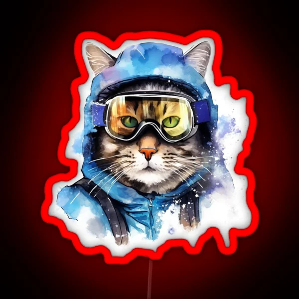 Ski Cat In Ski Googles RGB Neon Sign