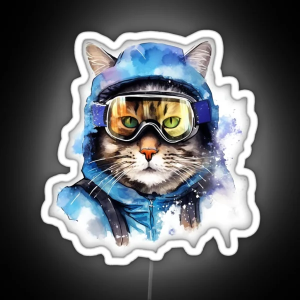 Ski Cat In Ski Googles RGB Neon Sign