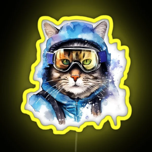 Ski Cat In Ski Googles RGB Neon Sign
