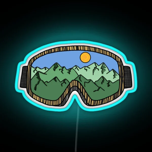 Ski Goggles Green RGB Neon Sign
