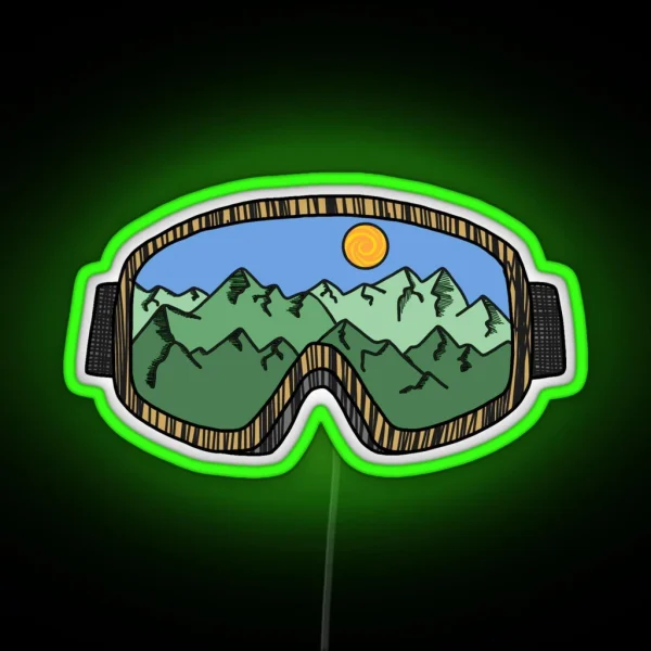 Ski Goggles Green RGB Neon Sign