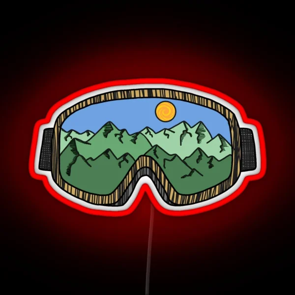 Ski Goggles Green RGB Neon Sign