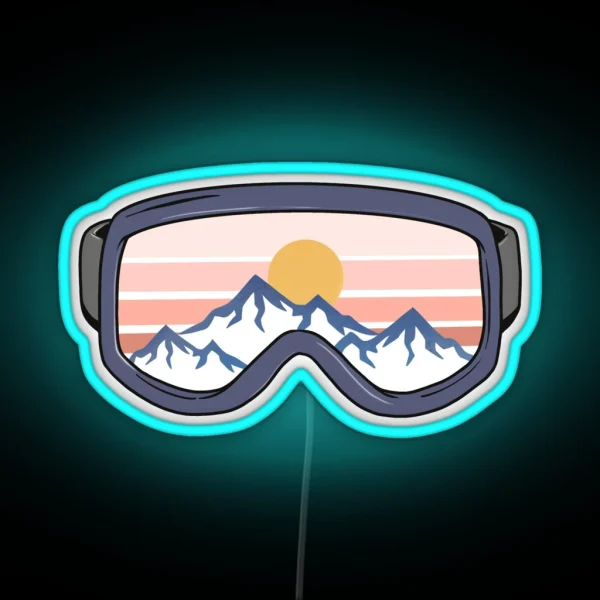 Ski Goggles Mountain RGB Neon Sign