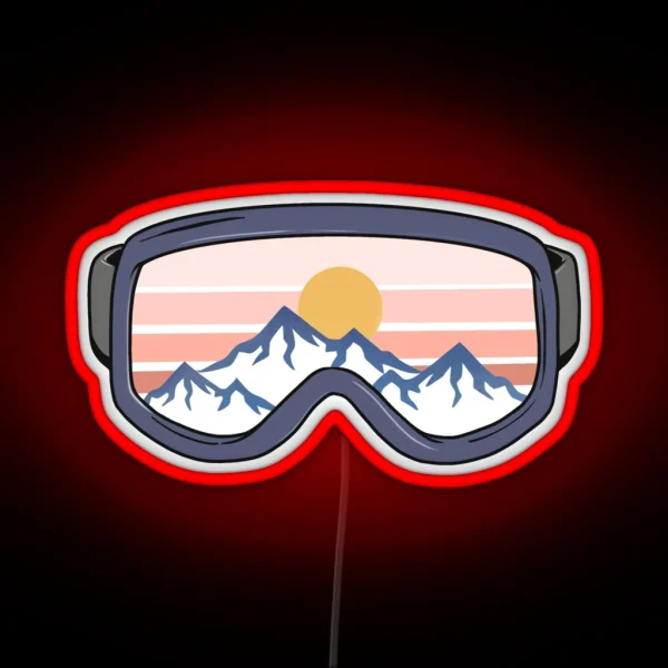 Ski Goggles Mountain RGB Neon Sign