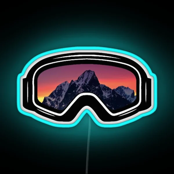 Ski Goggles Mountain Sunset Design RGB Neon Sign