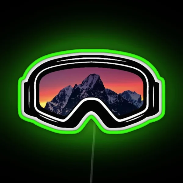 Ski Goggles Mountain Sunset Design RGB Neon Sign
