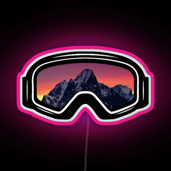 Ski Goggles Mountain Sunset Design RGB Neon Sign