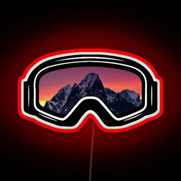 Ski Goggles Mountain Sunset Design RGB Neon Sign