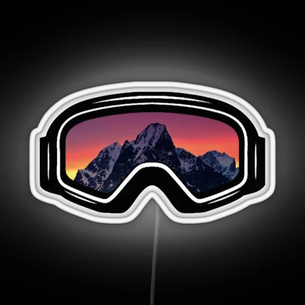 Ski Goggles Mountain Sunset Design RGB Neon Sign