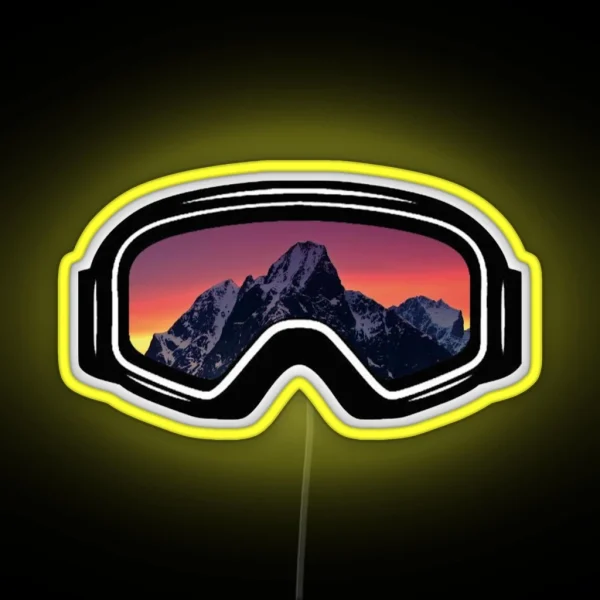 Ski Goggles Mountain Sunset Design RGB Neon Sign