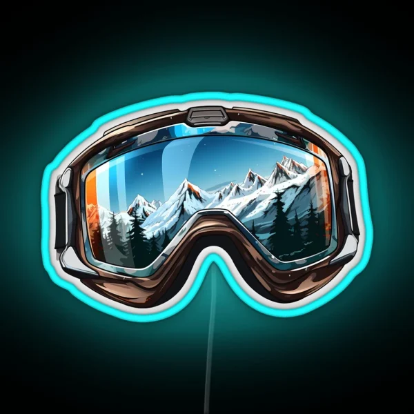 Ski Goggles Sledding Goggles Winter Apparel Mountain RGB Neon Sign