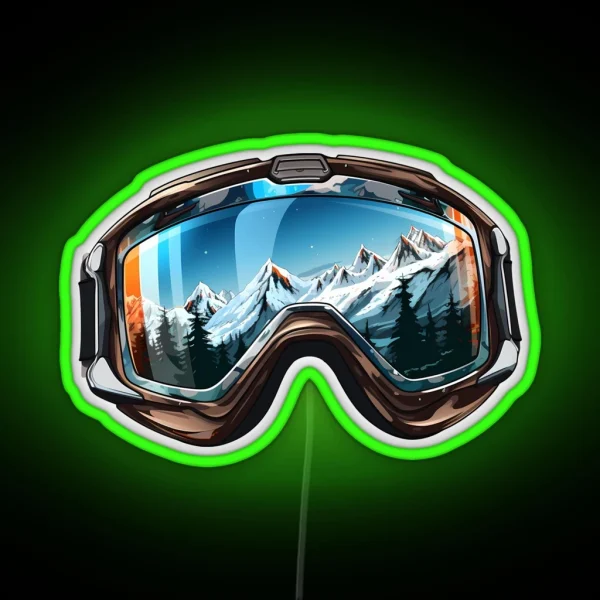 Ski Goggles Sledding Goggles Winter Apparel Mountain RGB Neon Sign