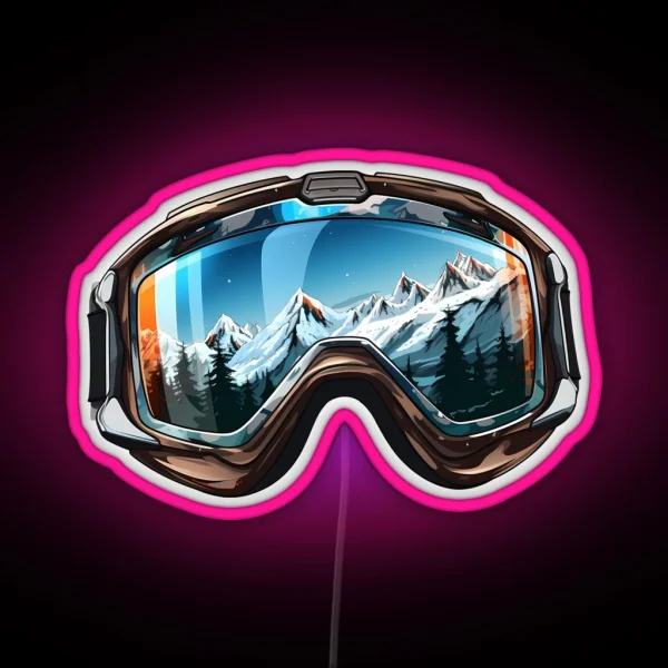 Ski Goggles Sledding Goggles Winter Apparel Mountain RGB Neon Sign