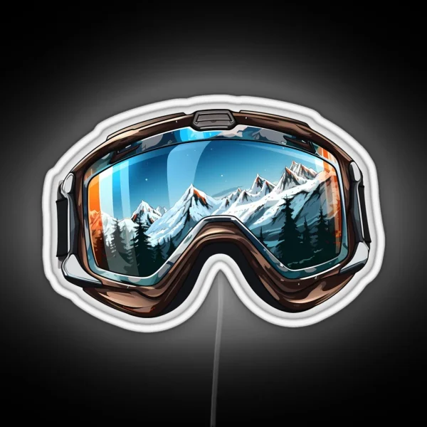 Ski Goggles Sledding Goggles Winter Apparel Mountain RGB Neon Sign