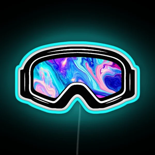 Ski Goggles Winter Blue And Pink Design RGB Neon Sign