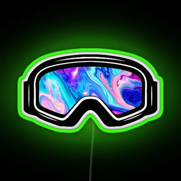 Ski Goggles Winter Blue And Pink Design RGB Neon Sign