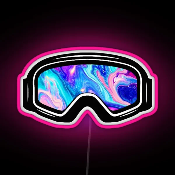Ski Goggles Winter Blue And Pink Design RGB Neon Sign