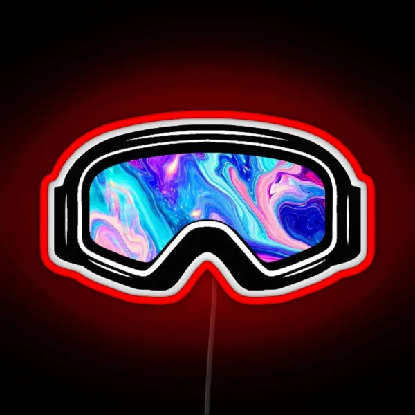 Ski Goggles Winter Blue And Pink Design RGB Neon Sign