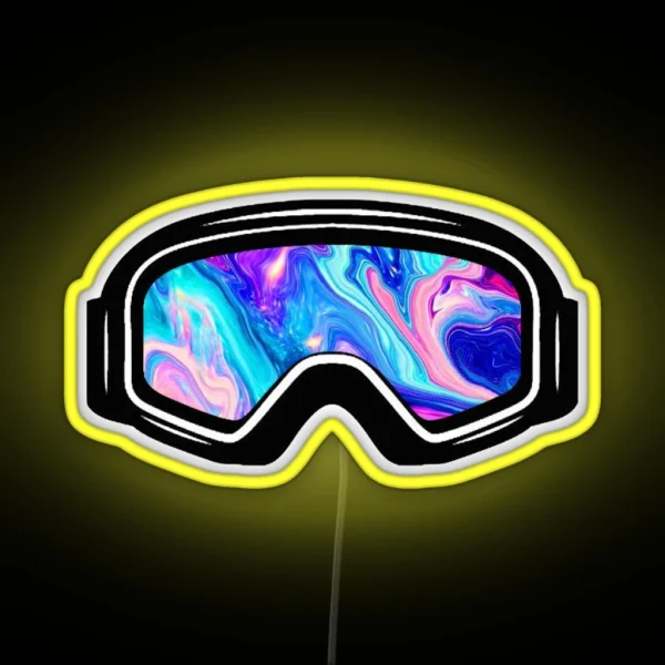 Ski Goggles Winter Blue And Pink Design RGB Neon Sign