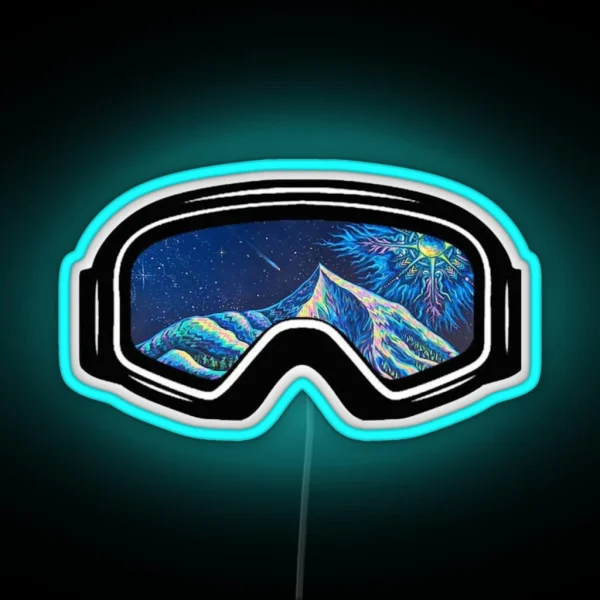 Ski Goggles Winter Blue Trippy Design RGB Neon Sign