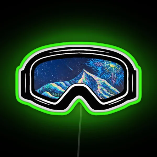 Ski Goggles Winter Blue Trippy Design RGB Neon Sign