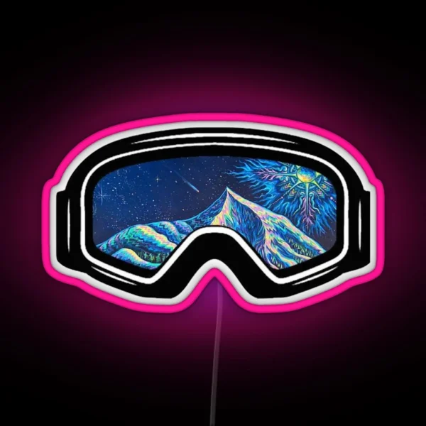 Ski Goggles Winter Blue Trippy Design RGB Neon Sign