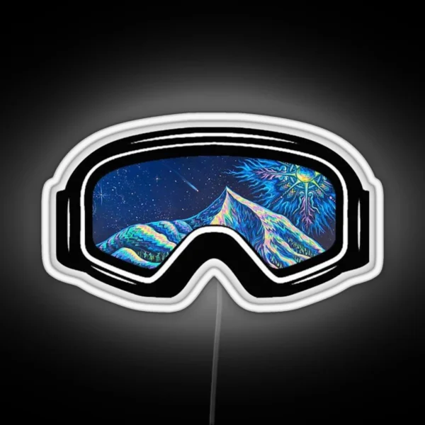 Ski Goggles Winter Blue Trippy Design RGB Neon Sign