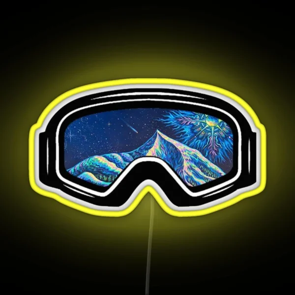 Ski Goggles Winter Blue Trippy Design RGB Neon Sign
