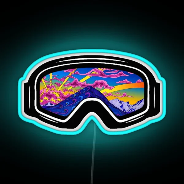 Ski Goggles Winter Trippy Mountains Design RGB Neon Sign
