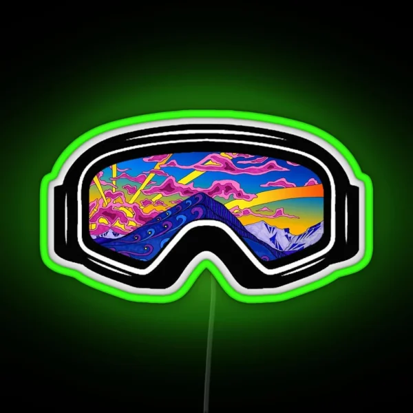 Ski Goggles Winter Trippy Mountains Design RGB Neon Sign