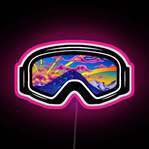Ski Goggles Winter Trippy Mountains Design RGB Neon Sign