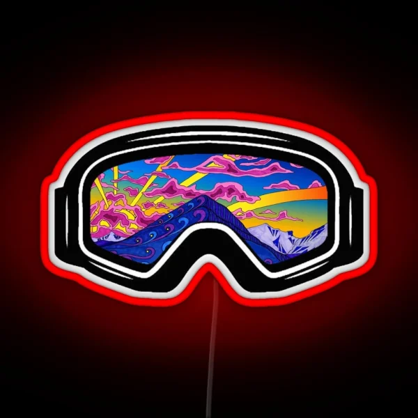 Ski Goggles Winter Trippy Mountains Design RGB Neon Sign