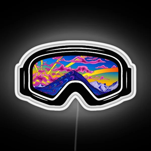 Ski Goggles Winter Trippy Mountains Design RGB Neon Sign