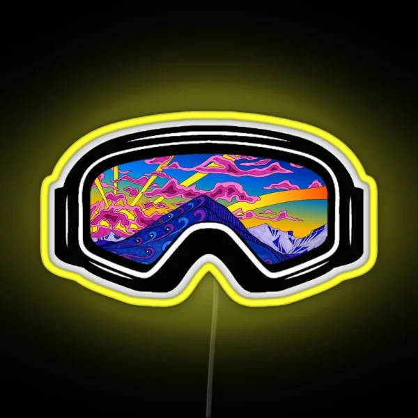 Ski Goggles Winter Trippy Mountains Design RGB Neon Sign