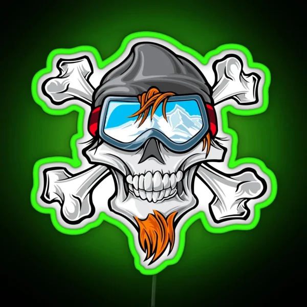 Ski Helmet Funny Skull RGB Neon Sign