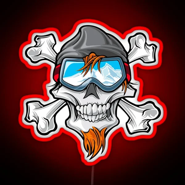 Ski Helmet Funny Skull RGB Neon Sign