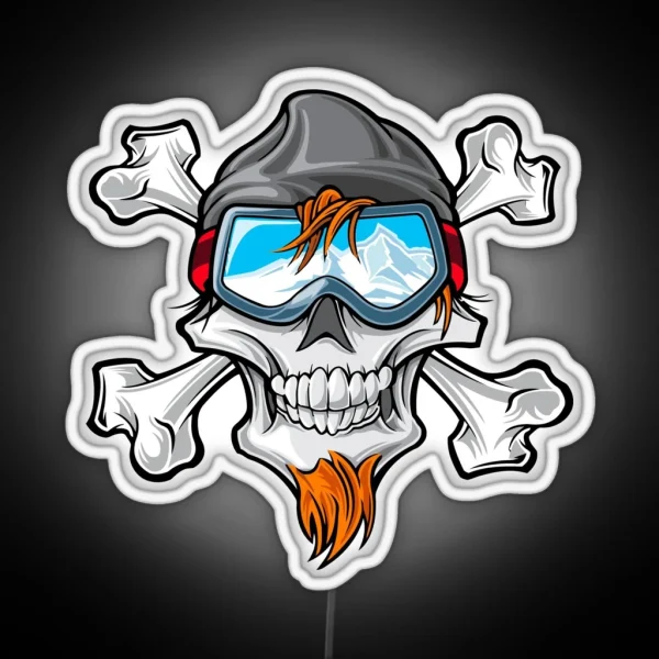 Ski Helmet Funny Skull RGB Neon Sign