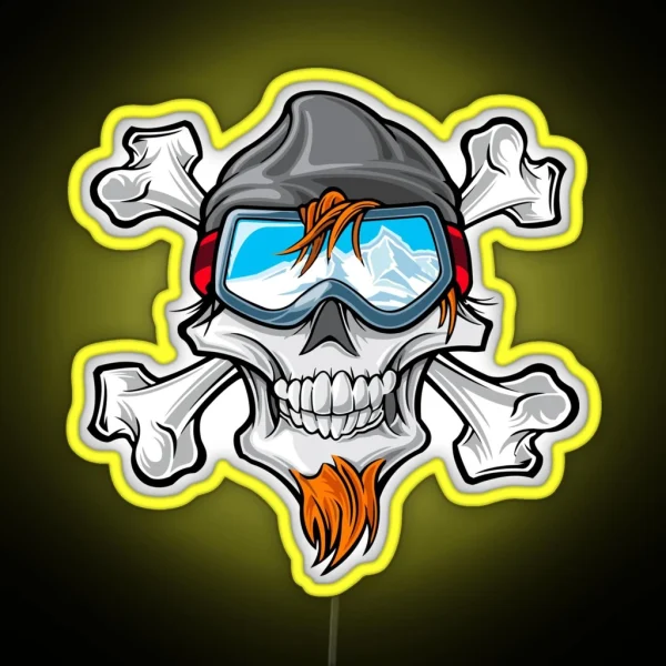 Ski Helmet Funny Skull RGB Neon Sign