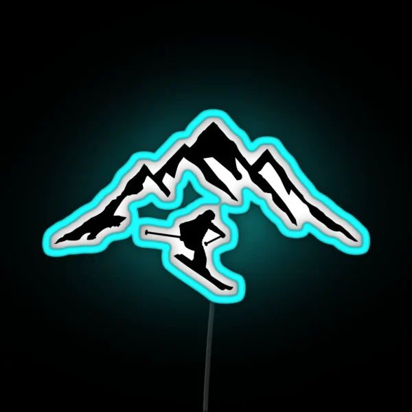 Ski Skier And Mountain RGB Neon Sign