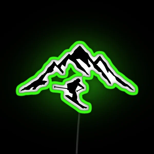 Ski Skier And Mountain RGB Neon Sign