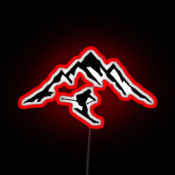 Ski Skier And Mountain RGB Neon Sign
