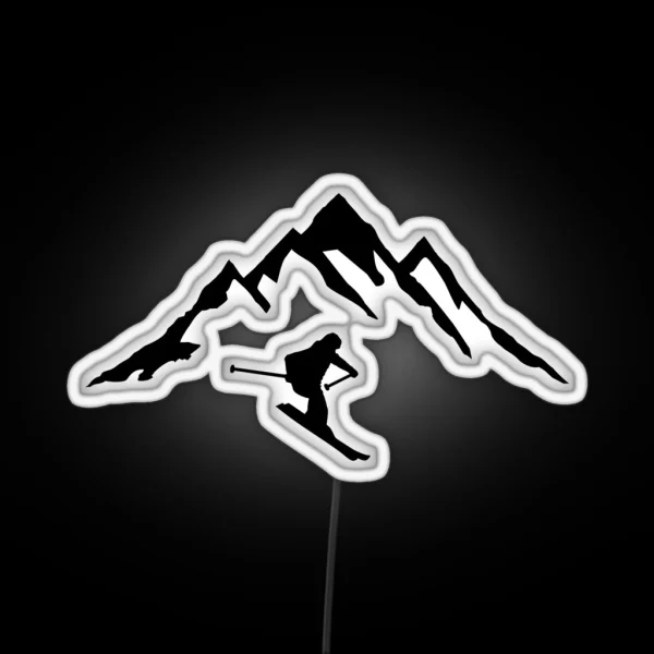Ski Skier And Mountain RGB Neon Sign