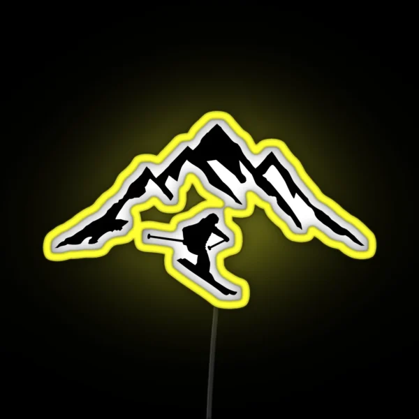 Ski Skier And Mountain RGB Neon Sign